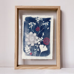 Cyanotype 10 - Flowers and lace