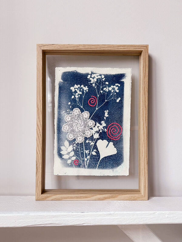 Cyanotype 10 - Flowers and lace
