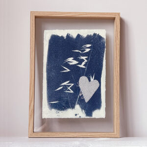 Cyanotype 14 - Grass with heart